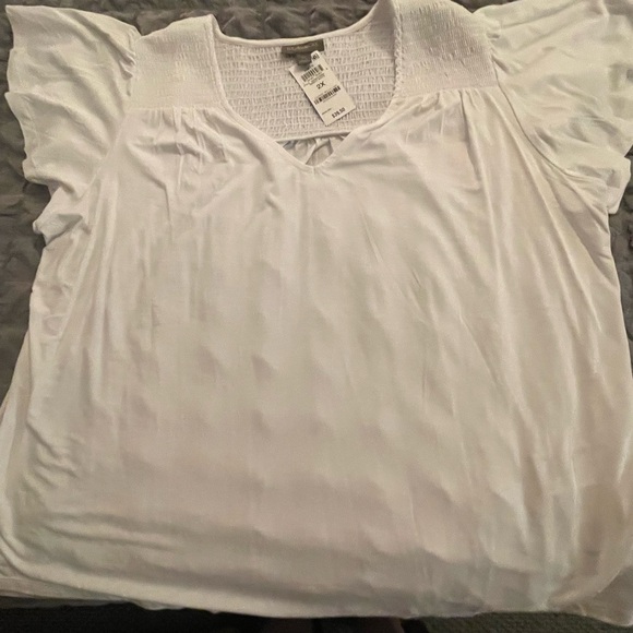 Style & Co. Tops - Style & Co. chic White V-neck Top with flutter sleeves. Size 2X NWT